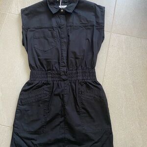 Pistola Black Sleeveless Polo Collar Mini Dress